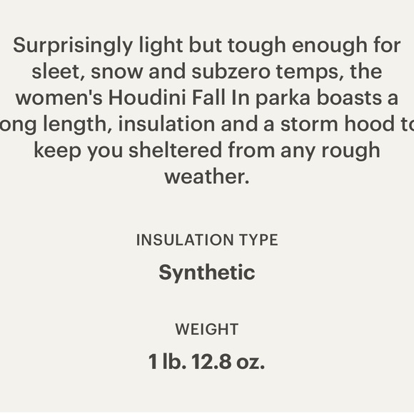 NWOT Houdini Insulated Fall In Women’s Parka Coat - True Black - Retail $700 - Picture 8 of 16